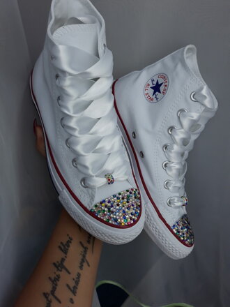 Vysoké biele converse, mix color crystal