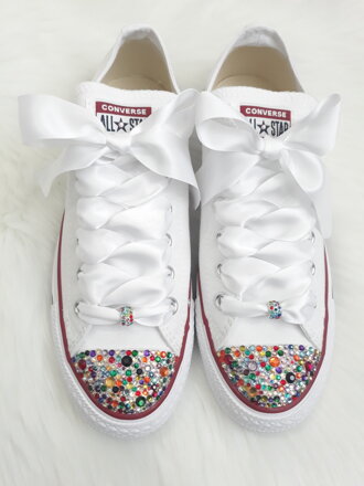 Biele converse klasik, color mix crystal