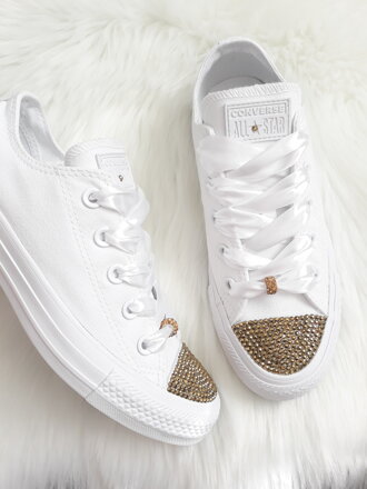 Čistobiele converse, zlatý crystal