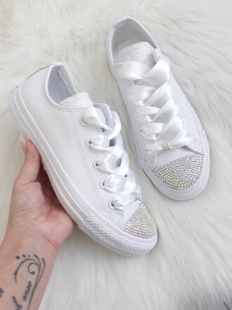 Čistobiele kožene converse, AB crystal