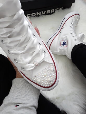 Vysoké biele converse klasik, AB perly